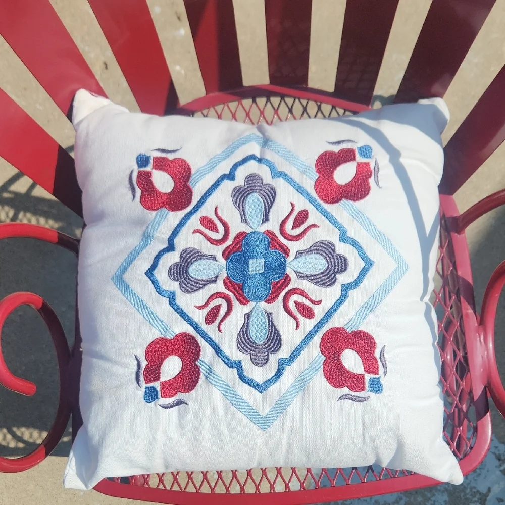Embroidered Boho Czech Accent/ Decorative Pillow